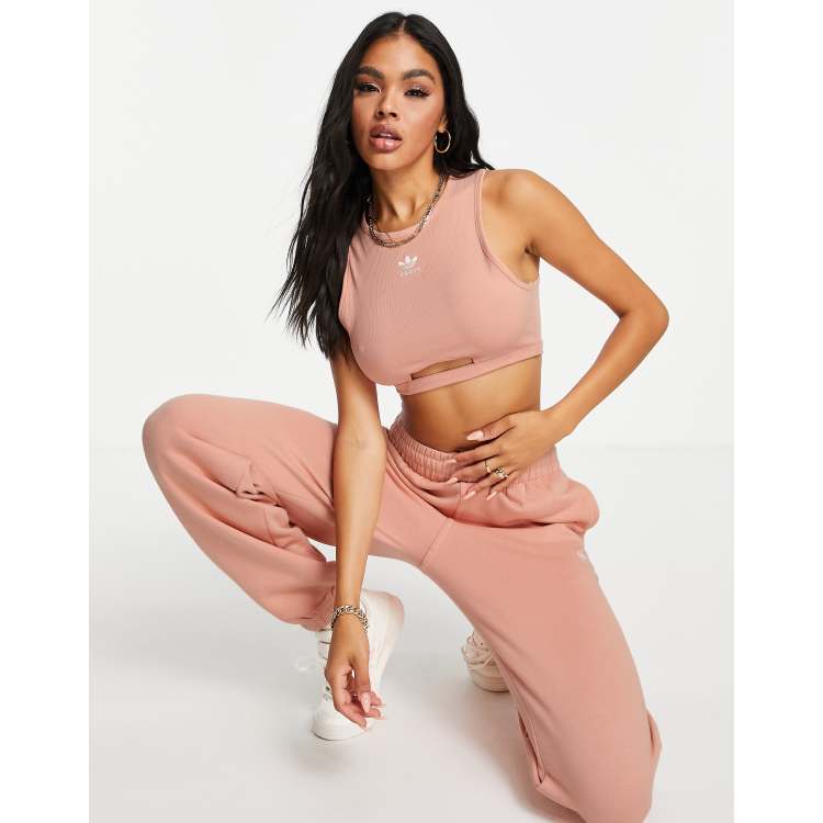 adidas Originals Essentials ribbed tank top in blush with cut out detail |  ASOS