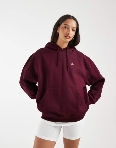 adidas Originals – Essentials – Rödbrun huvtröja i oversize av fleece - view 1