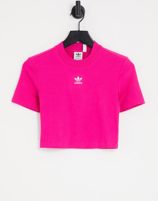 adidas Originals – Essentials – Rosa, kort t-shirt i oversize med logga