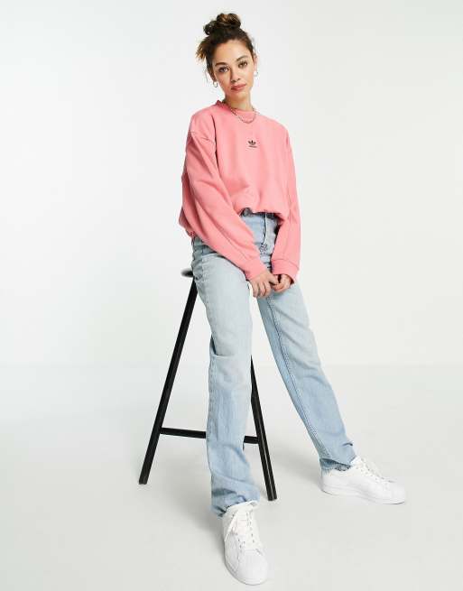 adidas Originals – Essentials – Rosa oversize-sweatshirt med centrerad logga