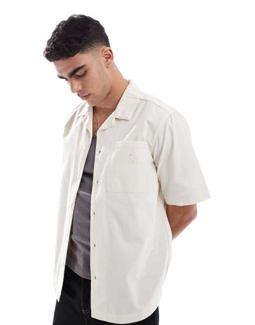 adidas Originals - Essentials - Seersucker overhemd met korte mouwen in wonderwit