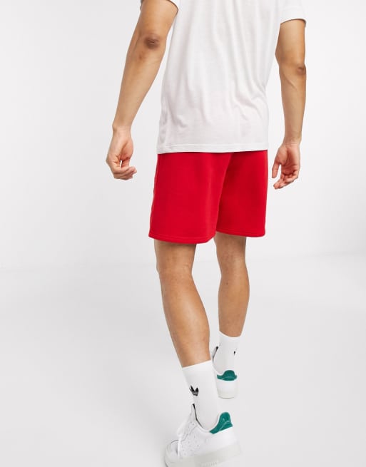 red adidas fleece shorts