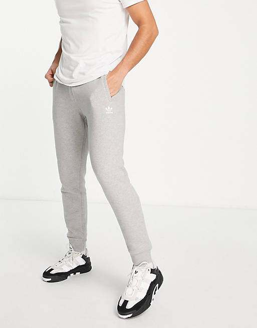 adidas Originals essentials slim fit sweatpants with small logo in gray