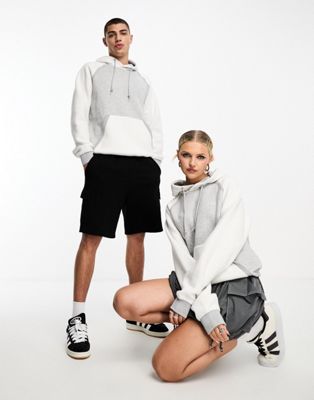 adidas Originals Essentials+ small logo cut and sew hoodie in grey marl - ASOS Price Checker