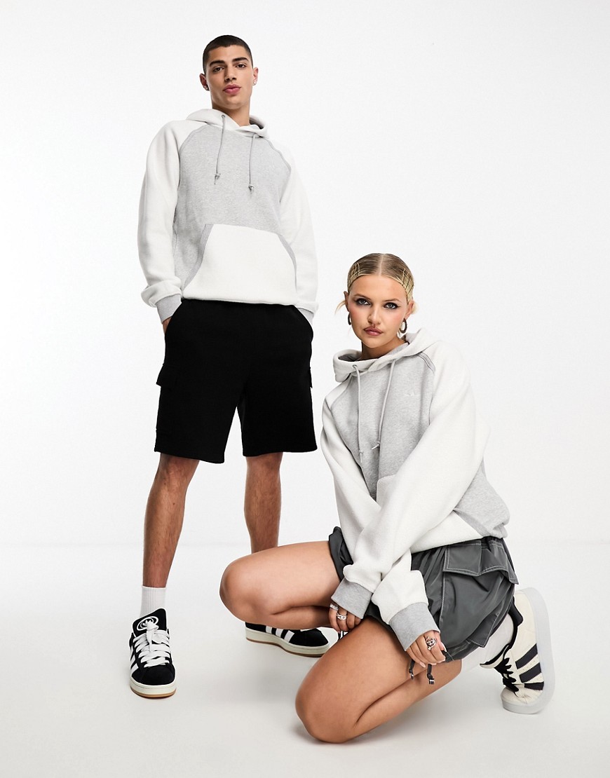 adidas Originals Essentials+ small logo cut and sew hoodie in grey marl