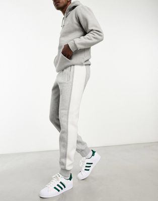 adidas Originals Essentials+ small logo cut and sew joggers in grey marl