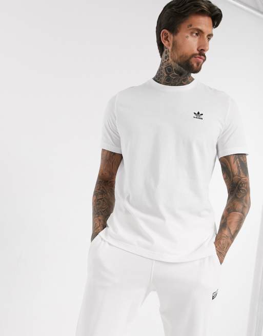 adidas Originals essentials small logo t shirt in white