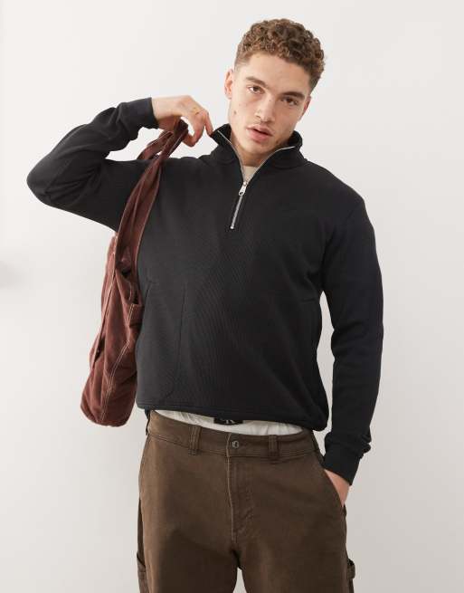 adidas Originals – Essentials – Svart sweatshirt med dragkedja vid halsen