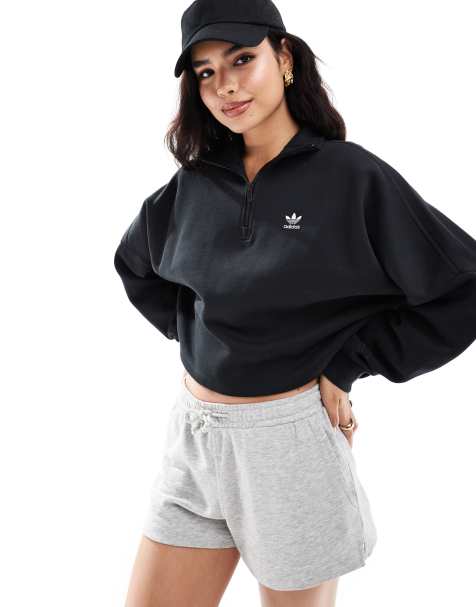 adidas Originals – Essentials – Svart sweatshirt med dragkedja vid halsen - view 1