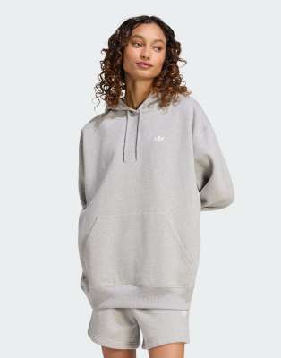 Essentials - Sweat à capuche molletonné oversize - Gris moyen chiné S
