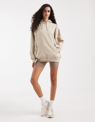 Essentials - Sweat à capuche oversize en polaire - Kaki-Neutral L