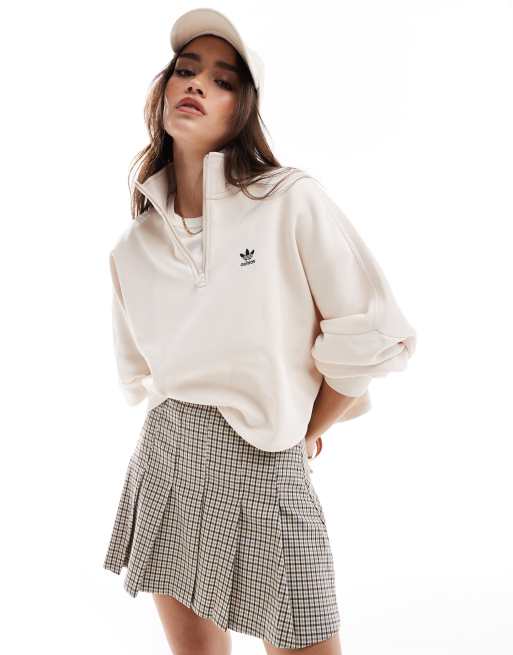 adidas Originals - Essentials - Sweat à col zippé - Blanc cassé