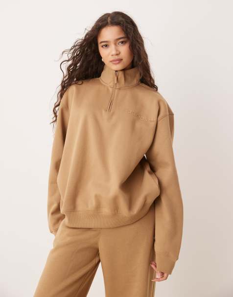 adidas Originals – Essentials – Sweatshirt in Braun mit kurzem Reißverschluss - view 1