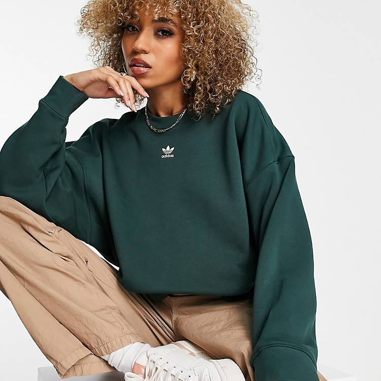 adidas Originals Essentials sweatshirt in dark green | ASOS