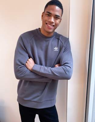 adidas originals sweatshirt with embroidered small logo grey