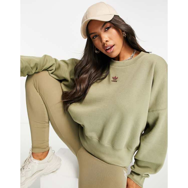 Khaki adidas store sweatshirt womens