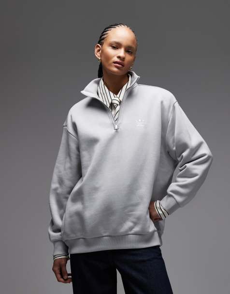 adidas Originals - Essentials - Sweatshirt met korte rits in grijs - view 1