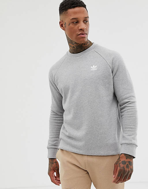 Adidas Originals Essentials Sweatshirt Small Logo DV1642 Grey | ASOS