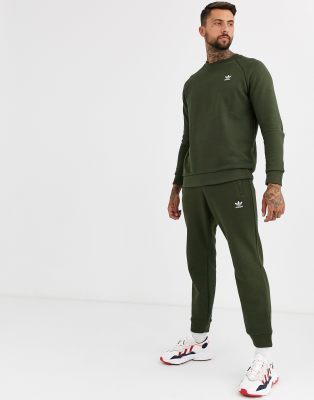 adidas originals essentials sweatshirt with embroidered small logo in khaki