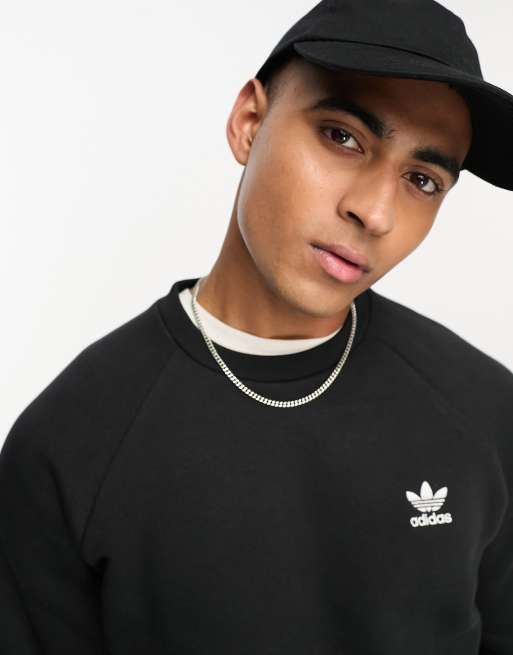 adidas Originals essentials sweatshirt with small logo in black ASOS