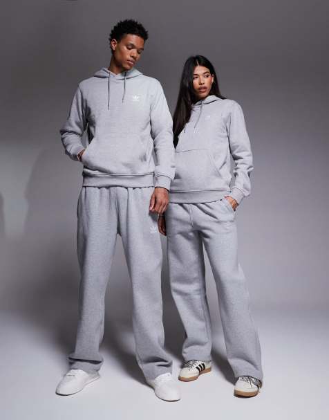 adidas Originals Trefoil Essentials straight leg joggers in grey