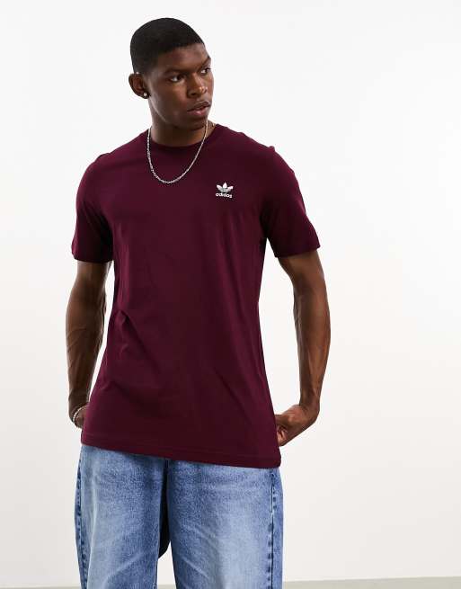 Adidas originals 3 store stripes t shirt maroon