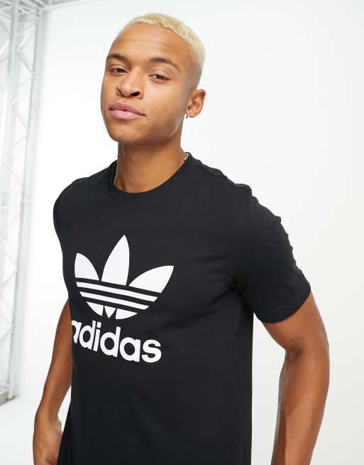 adidas Originals Essentials T Shirt in Schwarz mit Dreiblatt Logo ASOS