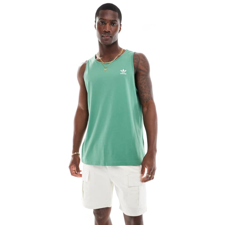 Adidas Men s Trefoil Essentials Tank Top XS Preloved Green