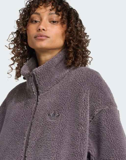 adidas Originals Essentials teddy jacket in grey strata | ASOS