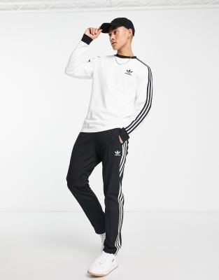adidas Originals adidas Originals Essentials three stripe long sleeve t-shirt in white
