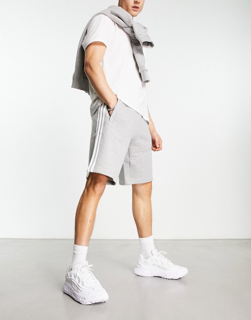 adidas Originals Essentials three stripe shorts in grey