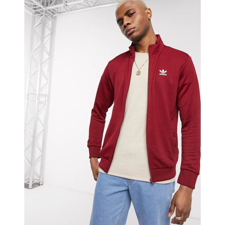 adidas Originals essentials track jacket with trefoil logo in burgundy