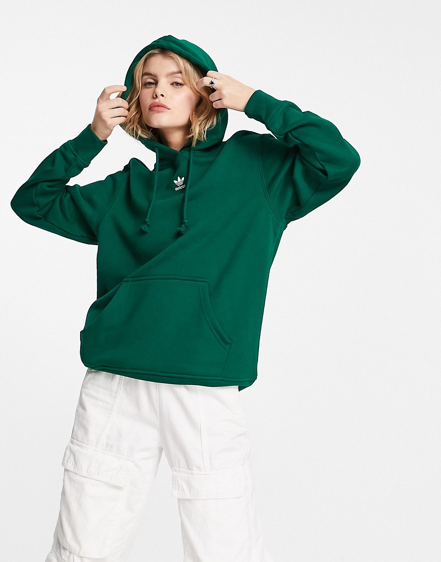 adidas Originals essentials trefoil hoodie in dark green
