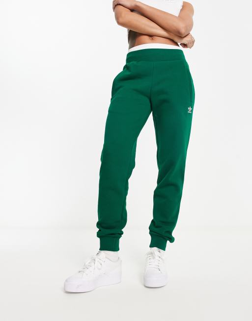 adidas Originals essentials trefoil joggers in dark green