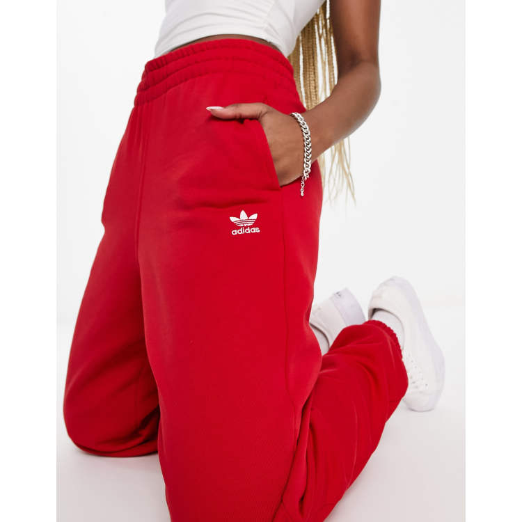 adidas Originals essentials trefoil sweatpants in red