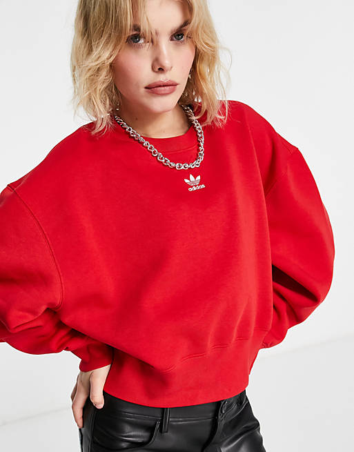 adidas Originals essentials trefoil sweatshirt in red | ASOS