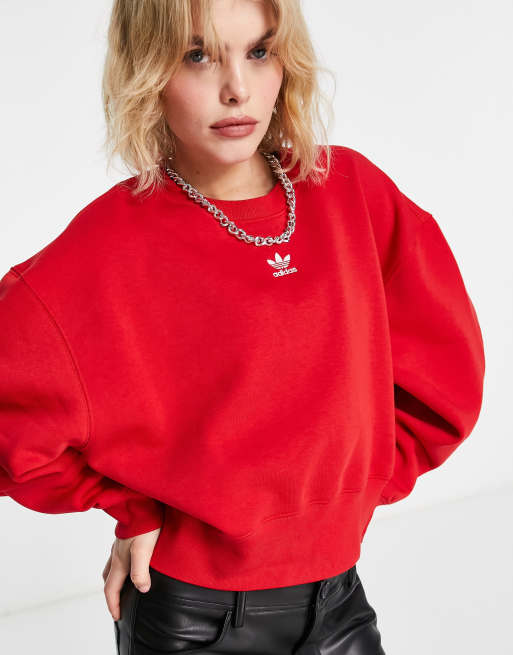 adidas Originals essentials trefoil red sweatshirt | in ASOS