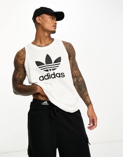 adidas Originals Essentials Trefoil tank top in white | ASOS