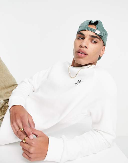 adidas Originals – Essentials – Vit sweatshirt med liten logga
