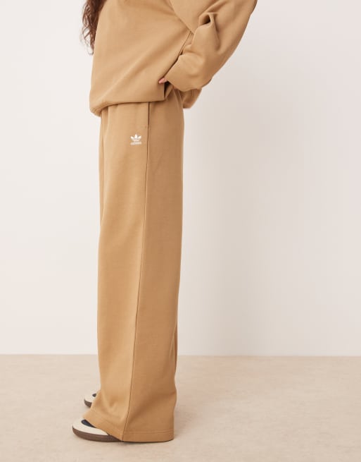 adidas Originals Essentials wide leg pant fleece in brown