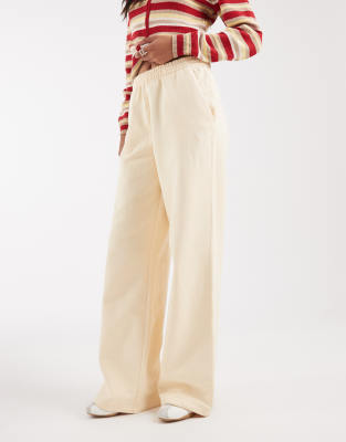 Adidas Originals Essentials Wide Leg Sweatpants In Neutral
