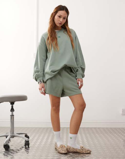 adidas Originals – Essentials – Zielone szorty z dżerseju z logo Trefoil