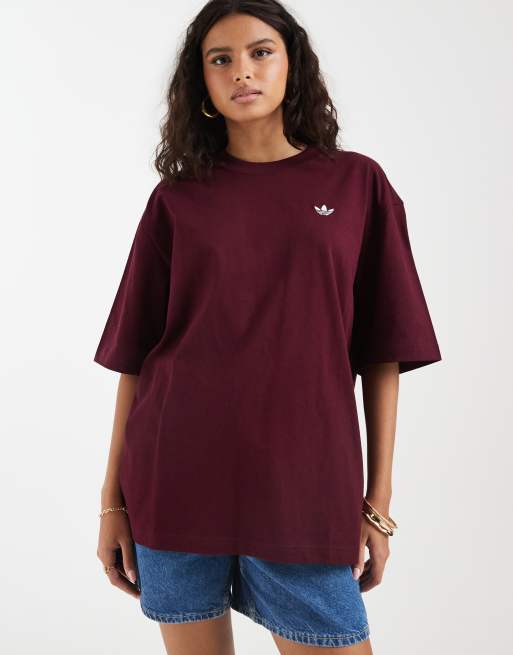adidas Originals essentielles Oversize-T-Shirt in Burgunderrot, 2 von 4