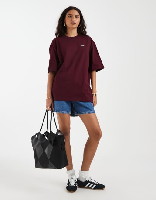 adidas Originals essentielles Oversize-T-Shirt in Burgunderrot, 3 von 4
