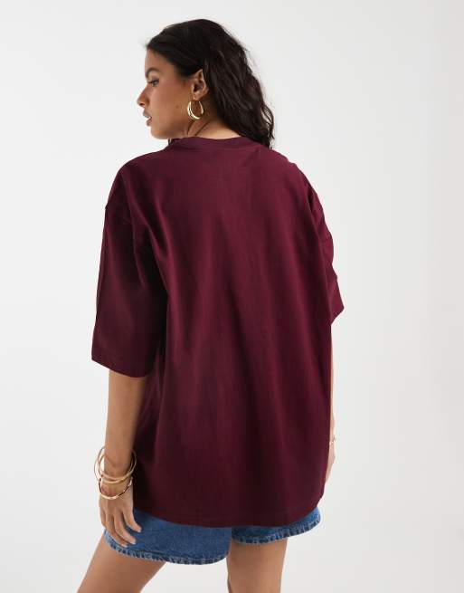 adidas Originals essentielles Oversize-T-Shirt in Burgunderrot, 4 von 4