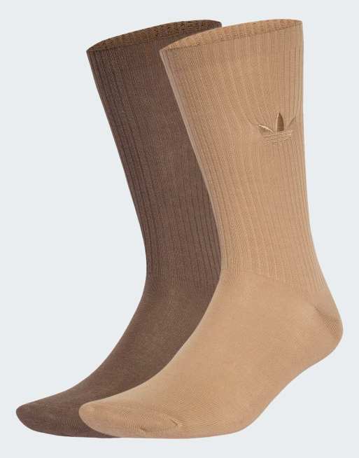 adidas Originals – Everyday Icons – 2 Paar Crew-Socken in Warm Sandstone