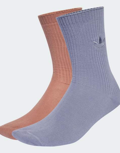 adidas Originals Everyday icons crew sock 2 per pack in warm clay / silver violet - view 1