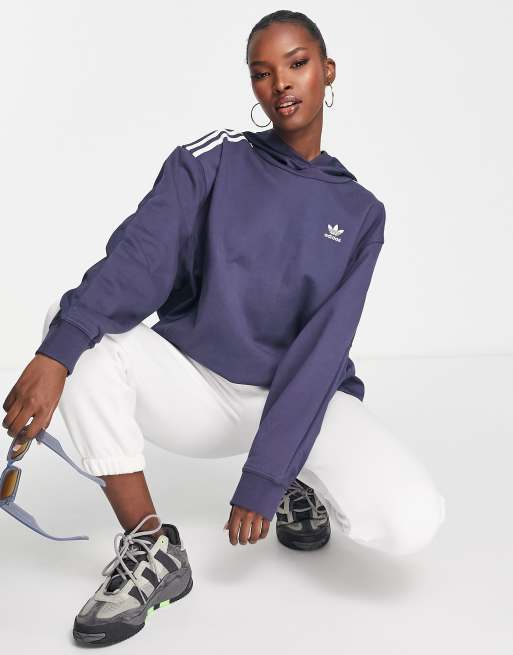 adidas Originals fabric clash hoodie in navy