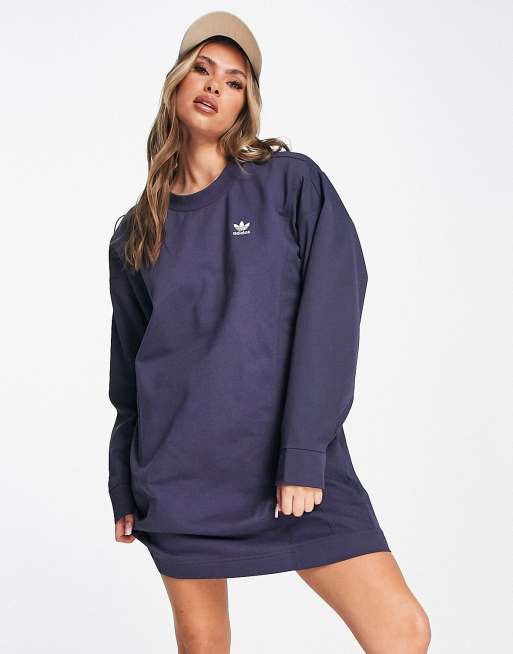 adidas Originals fabric clash sweater dress in navy