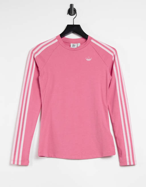 adidas Originals - Fakten - Aansluitende top met lange mouwen, logo en 3-Stripes in vaag roze